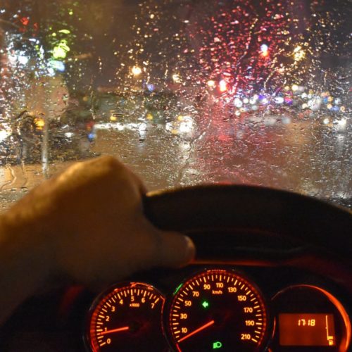 Bad Weather Driving Stock Photo