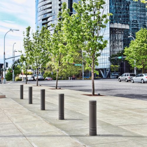 City Street and Sidewalk Stock Photo