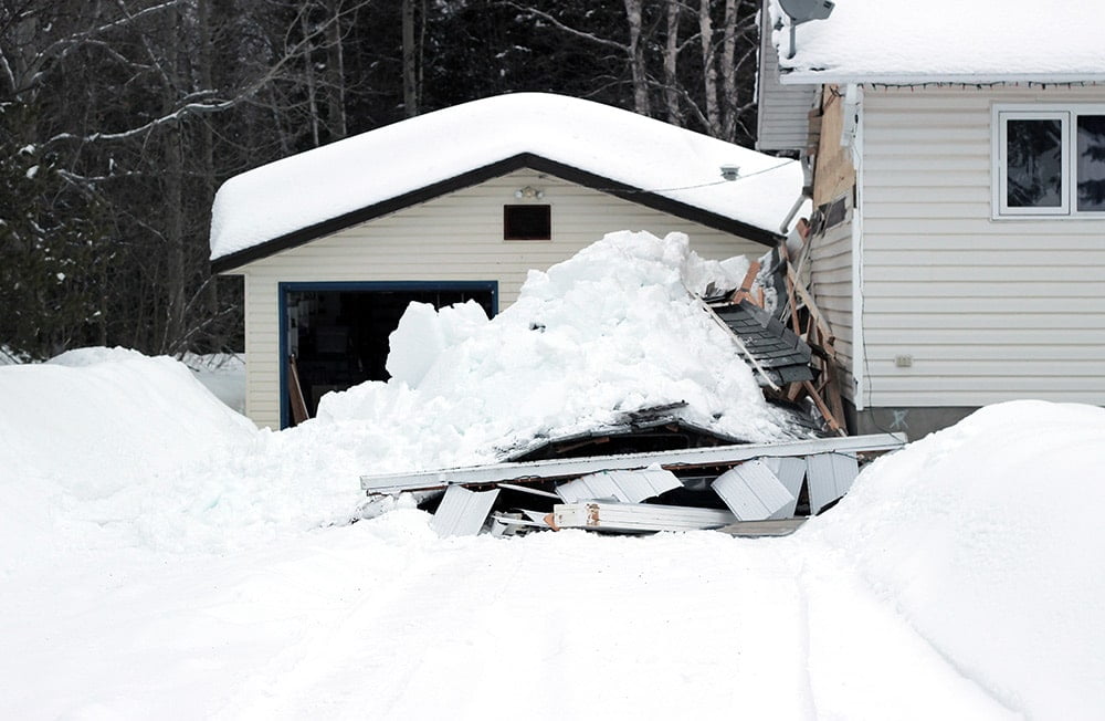A carport collapsed after a winter storm in Boston